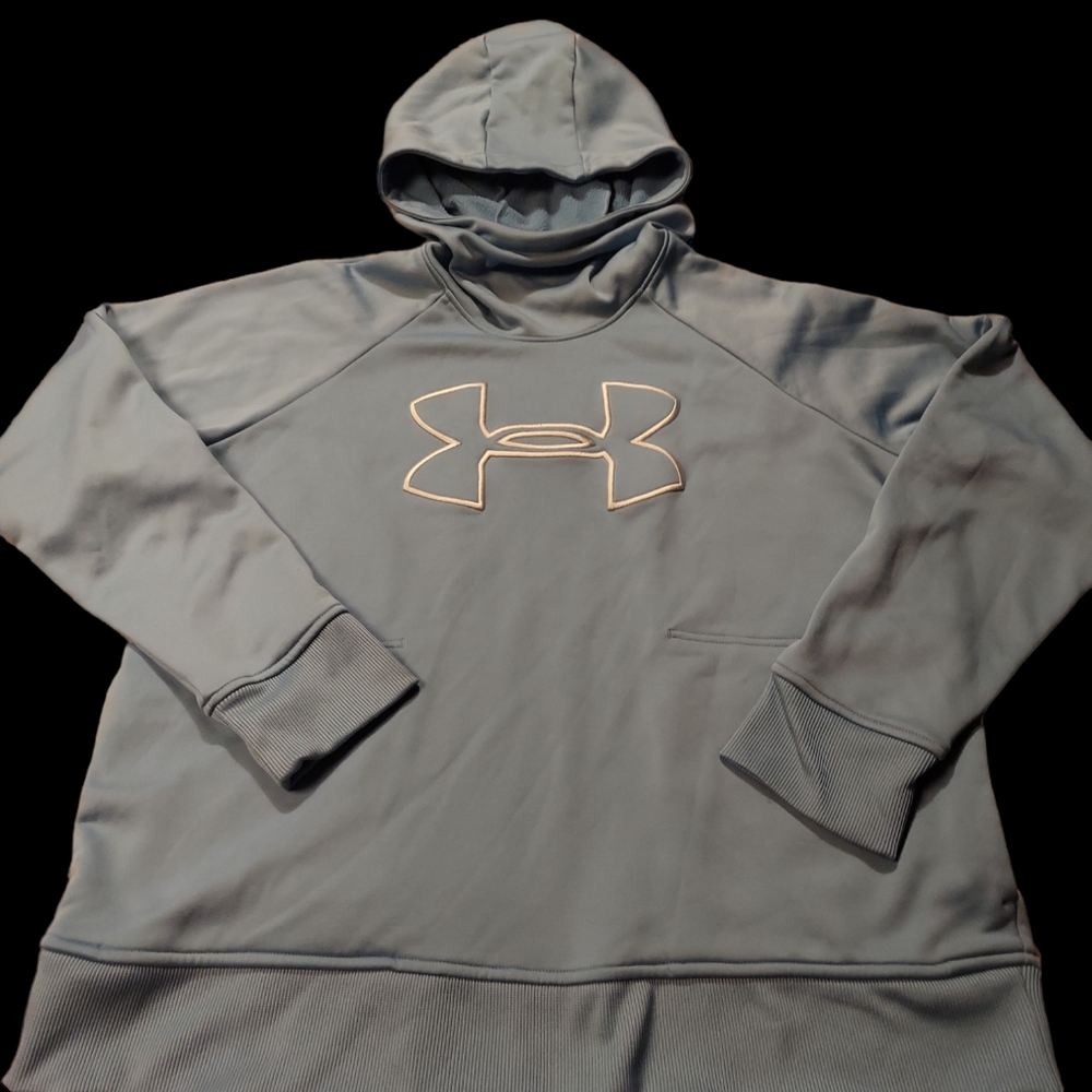 Under Armour Cold Gear Mens Mock Neck Hoodie Lt Blue Size XL